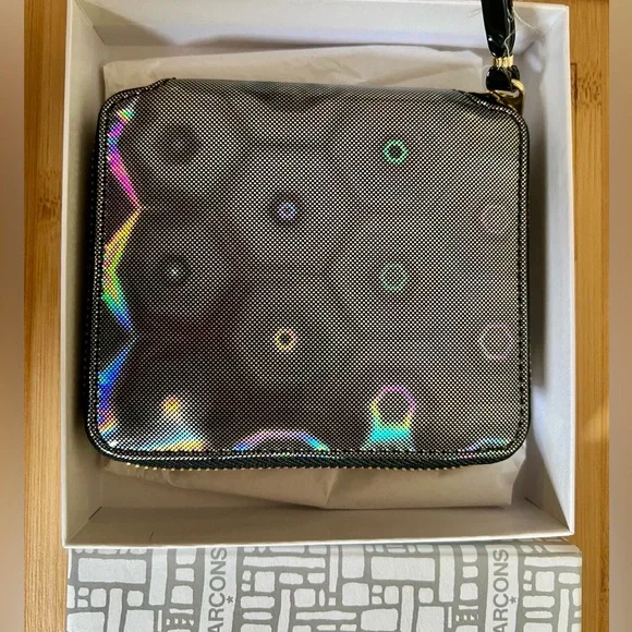 Comme des Garcons Square Bifold Full Zip Around Wallet in Black Hologram - Rare - Picture 6 of 15